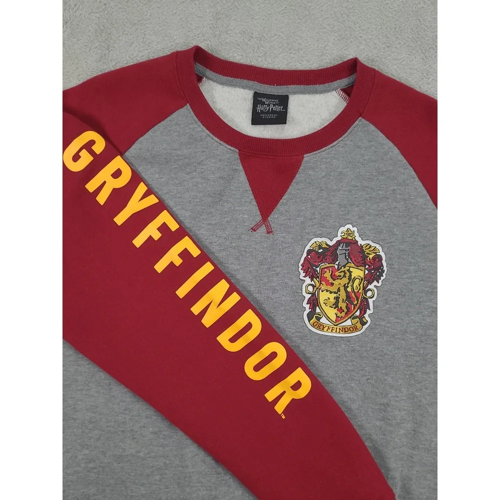 Harry‎ Potter Gryffindor Sweatshirt Mens Lg Gray Maroon Raglan Universal Studios